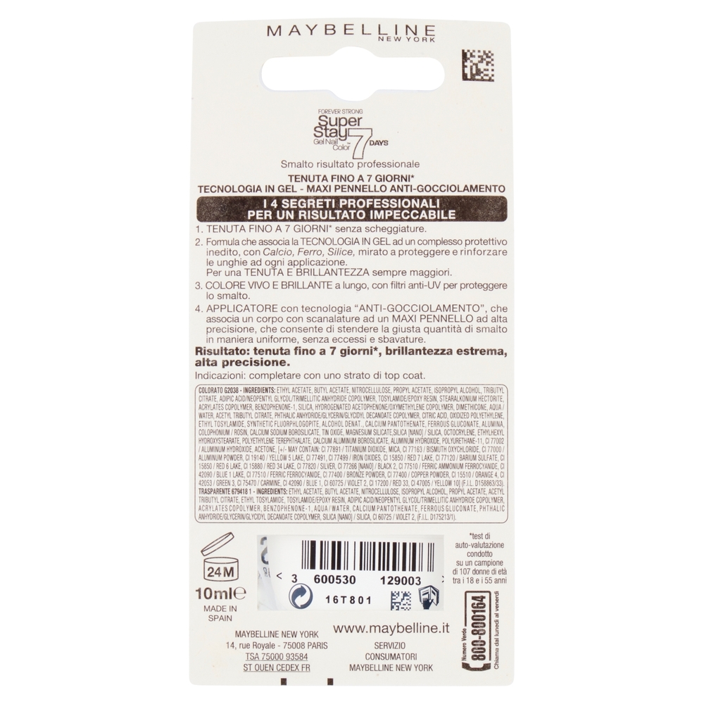 Maybelline New York Smalto SuperStay 7 Days, Smalto Effetto Gel, 25 Crystal Clear, 10 ml